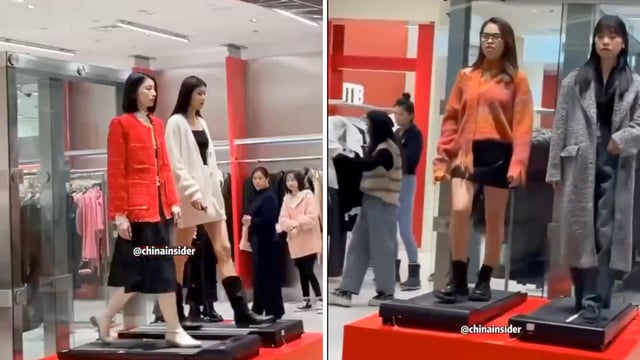 The video, which has over 5 million views, shows dressed up model walking the ramp outside the designer clothing store ITIB.