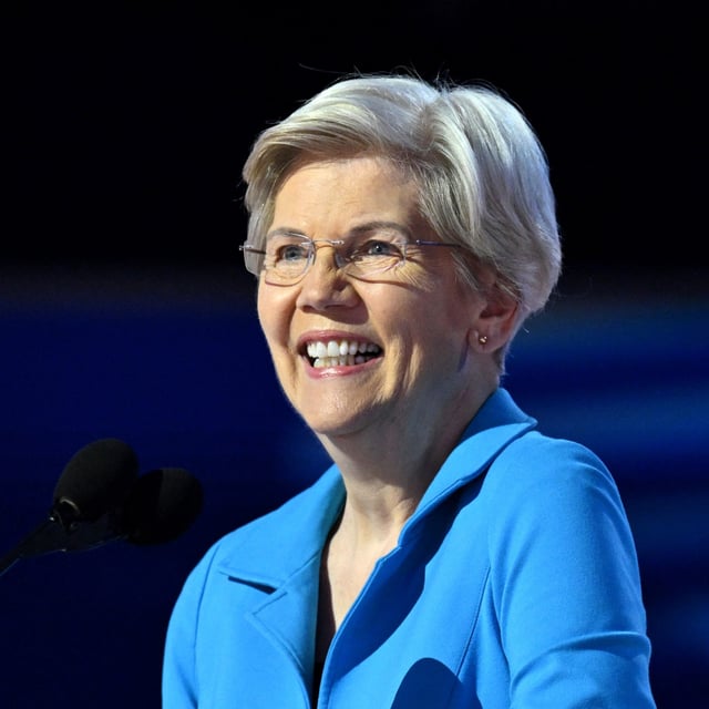 US Senator from Massachusetts Elizabeth Warren speaks on the fourth and last day of the Democratic National Convention (DNC) at the United Center in Chicago, Illinois, on August 22, 2024. Vice President Kamala Harris will formally accept the party's nomination for president today at the DNC which ran from August 19-22 in Chicago. Warren is part of efforts to confirm as many liberal judges as possible before Trump's term.