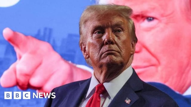 Donald Trump attends campaign rally at Van Andel Arena in Grand Rapids, Michigan, US, on 5 November 2024