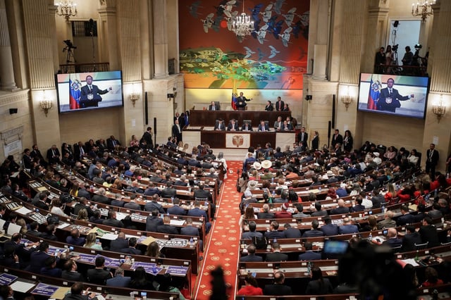 Members of Colombia's congress attend the opening of the new session in Bogota, Colombia July 20, 2024. REUTERS/Nathalia Angarita