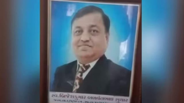 Brijesh Suthar's photo mentioning him as swargiya or deceased. (X)