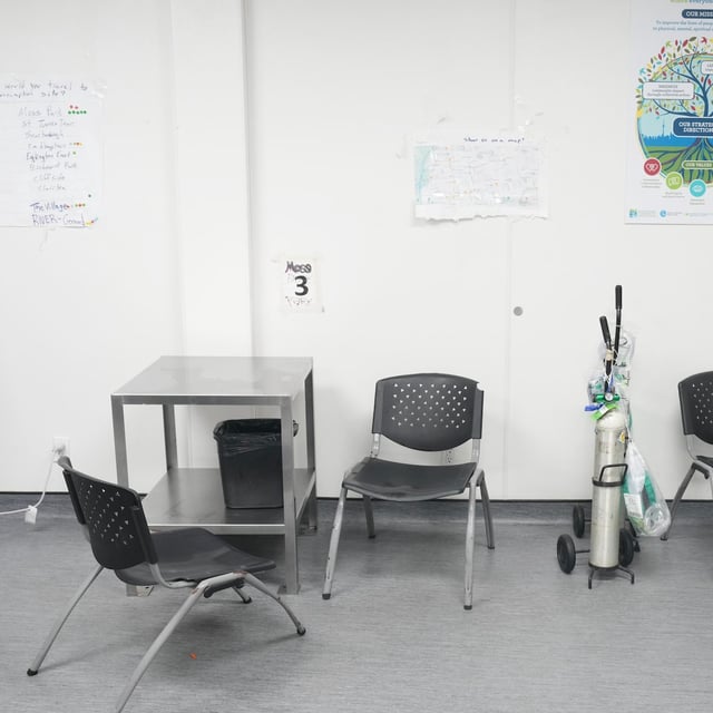 A view of the Safe Injection Room in the Moss Park Consumption and Treatment Service in Toronto on Monday, Aug. 26, 2024. THE CANADIAN PRESS/Chris Young