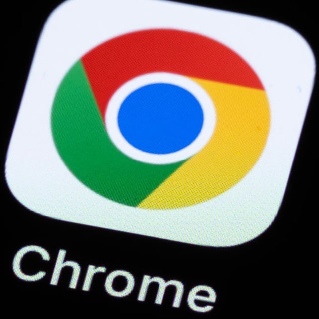 The Google Chrome application app can be seen on the display of a smartphone.