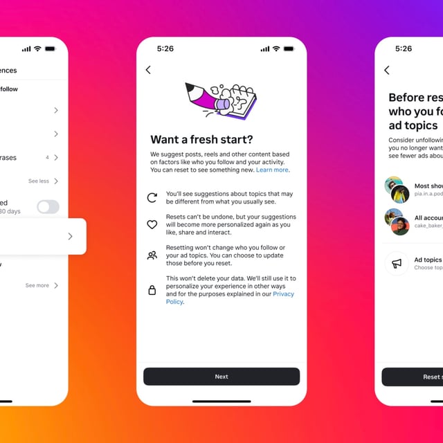 Instagram's new 'reset' tool can cleanse your feed of content recommendations that no longer interest you.
