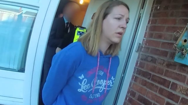 Lucy Letby being arrested in 2018