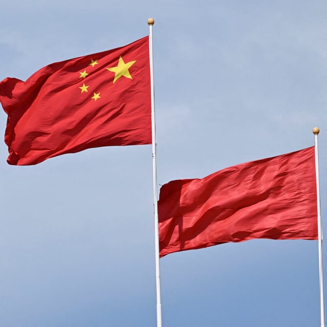 A Chinese national flag flutters, during the Forum on China-Africa Cooperation (FOCAC) summit at the Great Hall of the People in Beijing, China September 5, 2024.    ADEK BERRY/Pool via REUTERS
