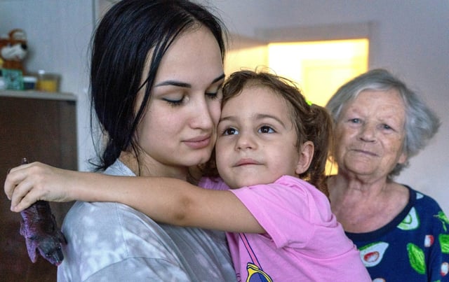 The family were reunited last week as part of a rare agreement that saw 46 civilians returned to Russia by Kyiv