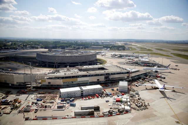 A general view shows airplanes on the tarmac at Paris Charles de Gaulle airport in Roissy-en-France on May 25, 2020.
