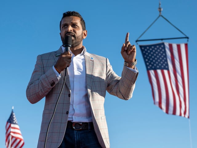 FILE - Kash Patel, former chief of staff to Acting Secretary of Defense Christopher Miller, speaks at a rally in Minden, Nev., Oct. 8, 2022. (AP Photo/José Luis Villegas, File)