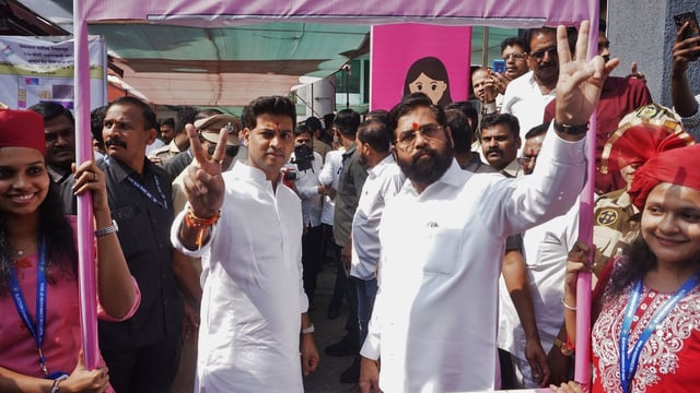 Caretaker Chief Minister Eknath Shinde with son MP Shrikant Shinde 