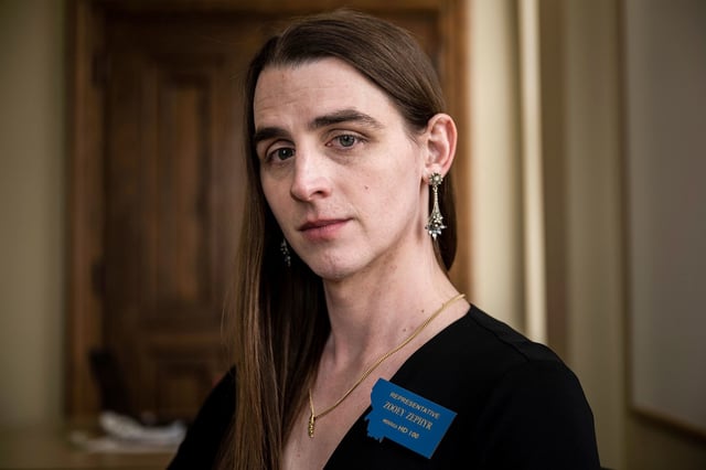 Montana state Rep. Zooey Zephyr poses for a photo at the state capitol in Helena, Montana, on April 26, 2023.