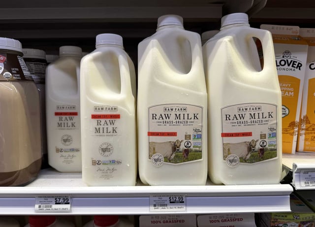 Containers of Raw Farm raw milk are displayed on a shelf at Berkeley Bowl on Nov. 25. 