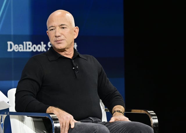 Jeff Bezos speaks onstage during The New York Times Dealbook Summit 2024 on Dec. 4, in New York.