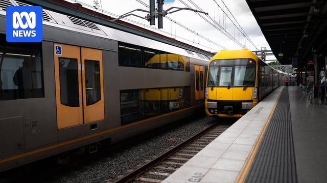 Two trains at a train station.