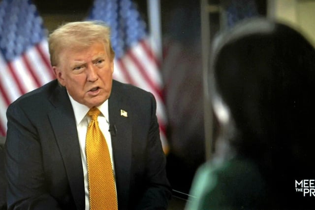 Capture d'écran du président élu Donald Trump lors de sa première interview post-électorale avec Kristen Welker, modératrice de l'émission « Meet The Press » de la chaîne NBC, le 8 décembre 2024
