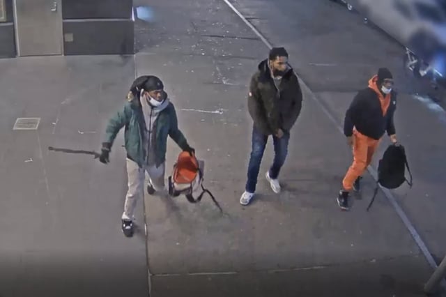 Surveillance footage of the three suspects in the Dec. 5 fatal stabbing of 17-year-old Yeremi Collino.