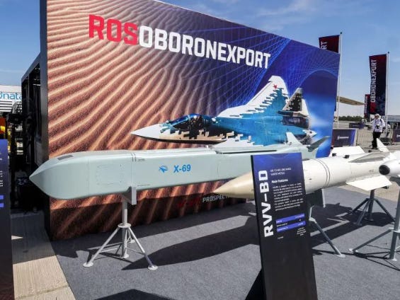 Russia Kh-69 cruise missile pictured at the 2023 Dubai Airshow