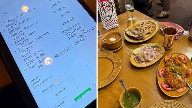 Below the large bill amount, the receipt read: We levy no service charges.