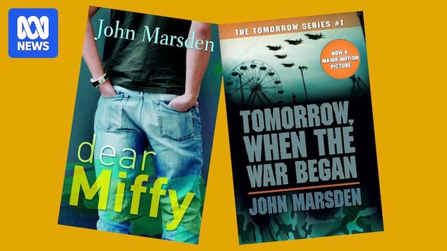 On an orange background two book covers sit at angles: Dear Miffy and Tomorrow When the War Began