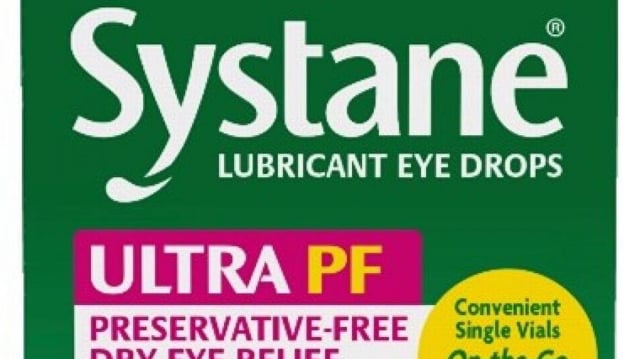 Systane Lubricant Eye Drops in a green and pink carton design, with “Systane” and “ULTRA PF” brand names on the front of the carton, and the “25 vials” package size marked Lot 10101 were recalled for possible fungal contamination on Dec. 20, 2024. The expiration date is stamped as 2025/09.