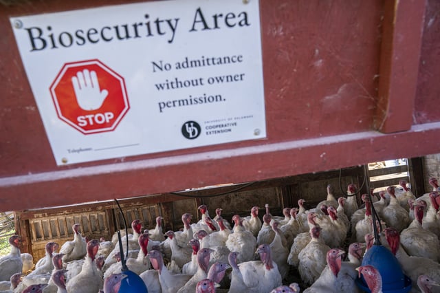 A sign warning against entry at farm