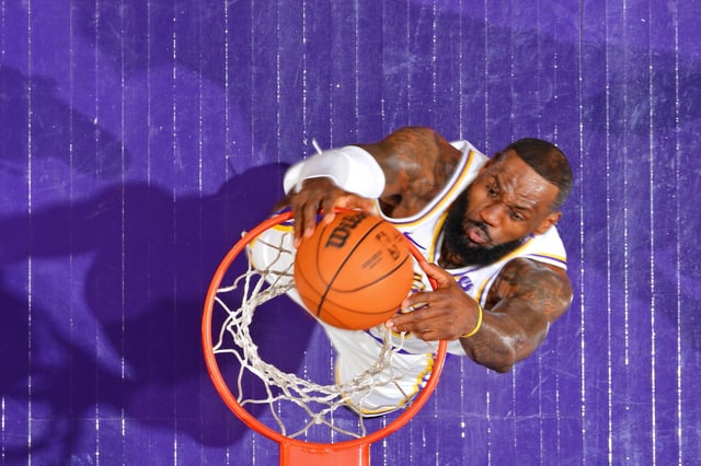 LeBron James #23 of the Los Angeles Lakers during the game against the Phoenix Suns on Feb. 25, 2024 in Phoenix.