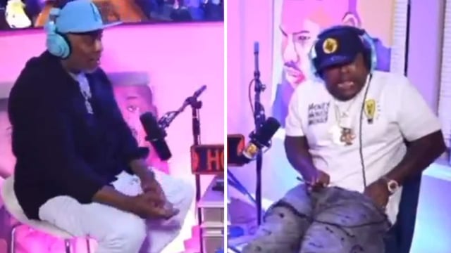 The video captured the moment rapper 2 Low nearly shot himself live on-air after the gun in his pocket accidentally fired.