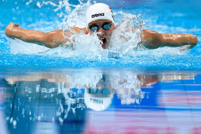 Katinka Hosszu powering to gold before her home fans in 400m individual medley at the  World Championships in Budapest in 2017.