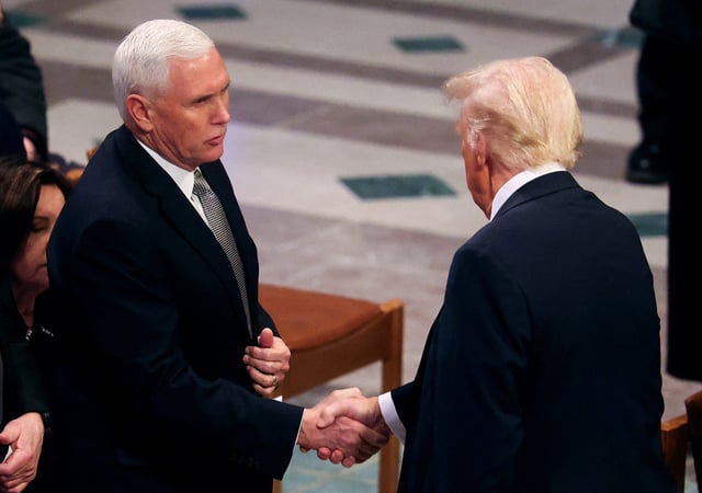 Mike Pence and Donald Trump shook hands at Jimmy Carter's funeral on Thursday.