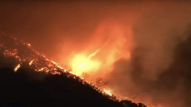A fire tornado has been captured on video amid the inferno devastating Los Angeles.
