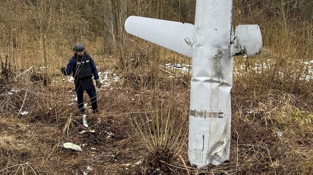 Les restes d’un missile de croisière russe Kh-55 à la suite d’une attaque russe à Kiev, le 28 novembre 2024.