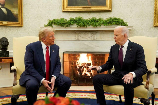 Donald Trump et Joe Biden, ici le 13 novembre à la Maison-Blanche, ont travaillé « comme une seule équipe » pour négocier cet accord.
