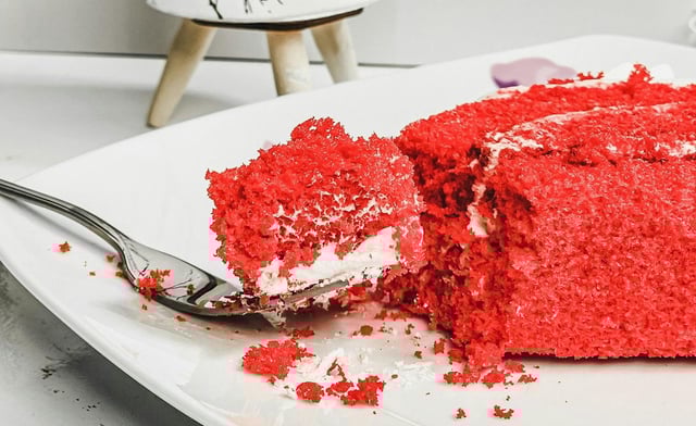 red cake on a plate