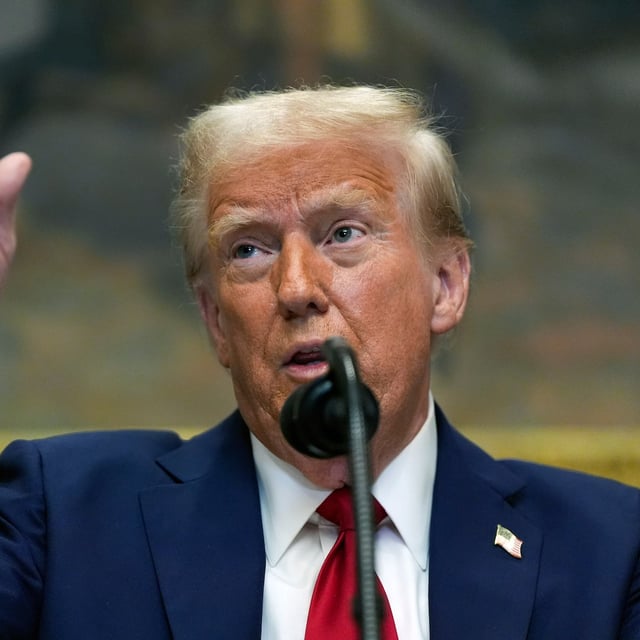 FILE - President Donald Trump speaks in the Roosevelt Room of the White House, Tuesday, Jan. 21, 2025, in Washington. (AP Photo/Julia Demaree Nikhinson, File)