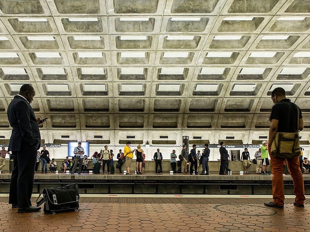 Commuters wait for metro in Washington DC.