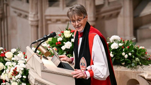 Rt. Rev. Mariann Edgar Budde at the inaugural prayer service at the Washington National Cathedral.