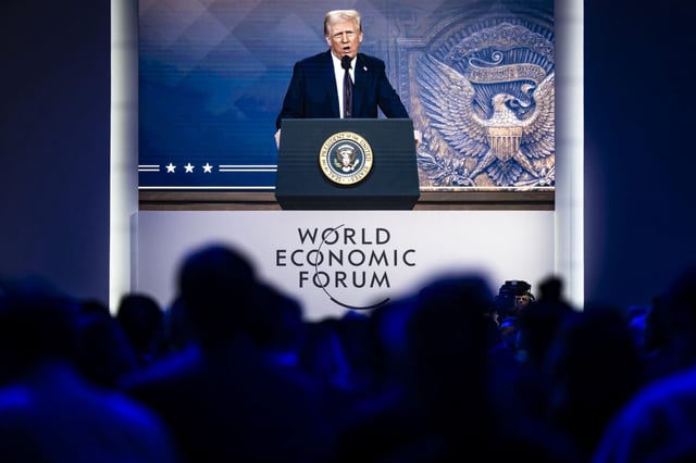 Per Video zum WEF in Davos zugeschaltet: US-Präsident Donald Trump. Foto:picture alliance/KEYSTONE | MICHAEL BUHOLZER