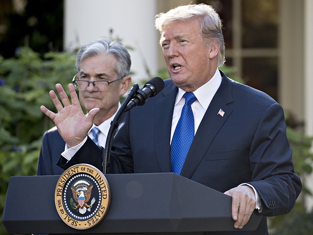 U.S. President Donald Trump speaks as Jerome Powell, governor of the U.S. Federal Reserve and Trumps nominee as chairman of the Federal Reserve, left, listens during a nomination announcement in the Rose Garden of the White House in Washington, D.C., U.S., on Thursday, Nov. 2, 2017. If approved by the Senate, the 64-year-old former Carlyle Group LP managing director and ex-Treasury undersecretary would succeed Fed Chair Janet Yellen. Photographer: Andrew Harrer/Bloomberg via Getty Images