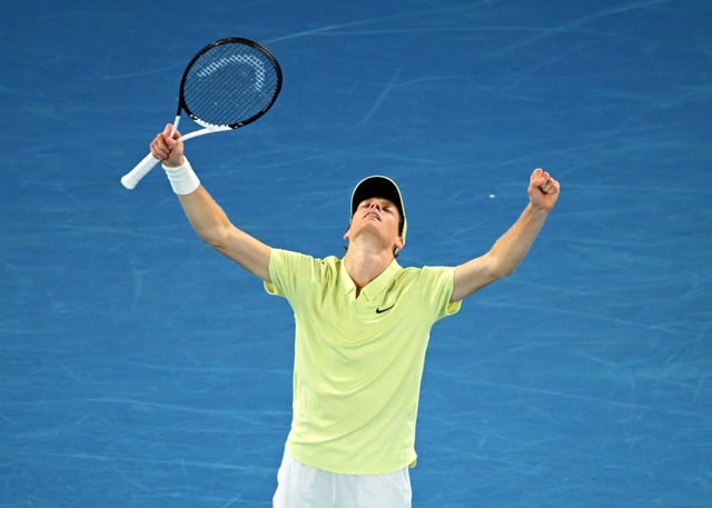Italy's Jannik Sinner celebrates winning the final against Germany's Alexander Zverev.