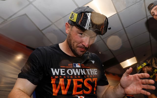 Astros third baseman Alex Bregman celebrates