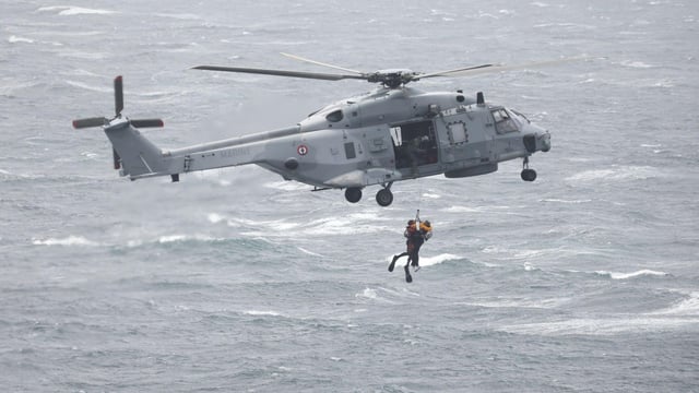 The French air force sent a rescue helicopter and divers to look for the yachtsman — this picture is from a previous operation in 2022