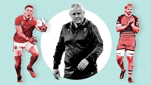 Josh Adams, left, is back in Wales’s squad for the Six Nations in which Gatland hopes the likes of Wainwright, right, can help turn the tide