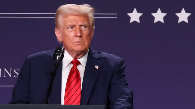 U.S. President Donald Trump addresses the 2025 Republican Issues Conference at the Trump National Doral Miami on January 27, 2025 in Doral, Florida.