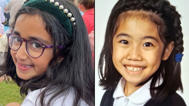 Nuria Sajjad and Selena Lau, both eight, were celebrating the end of term with a tea party