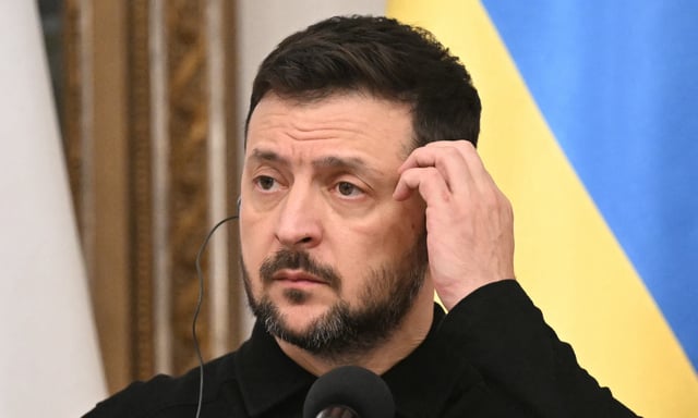 Le président ukrainien Volodymyr Zelensky le 15 janvier en Pologne, qui préside pour six mois le conseil européen.