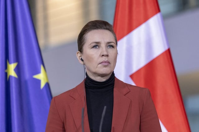 Danish Prime Minister Mette Frederiksen speaks to the media after meeting German Chancellor Olaf Scholz in Berlin (Photo: Maja Hitij/Getty)
