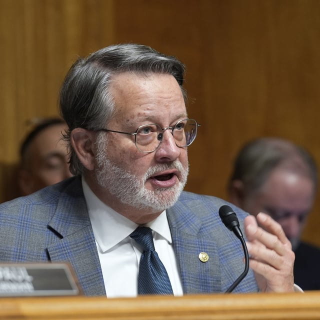 Ranking Member Gary Peters, D-Mich., speaks at the Senate Homeland Security and Governmental Affairs Committee confirmation hearing for South Dakota Gov. Kristi Noem, President-elect Donald Trump's nominee to be Secretary of Homeland Security, at the Capitol in Washington, Friday, Jan. 17, 2025. Peters, who led the Democrats’ Senate campaign efforts the past two election cycles, has announced he will not seek a third term in 2026.