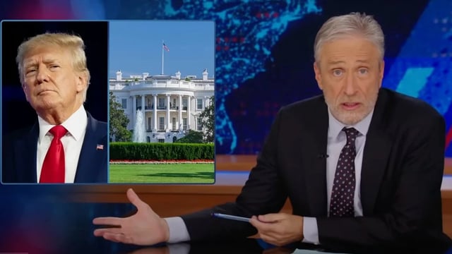 Jon Stewart hosting "The Daily Show" (Credit: Comedy Central)