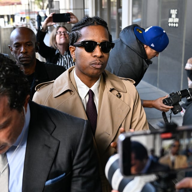 A$AP Rocky arrives at the Clara Shortridge Foltz Criminal Justice Center on January 28 in Los Angeles.