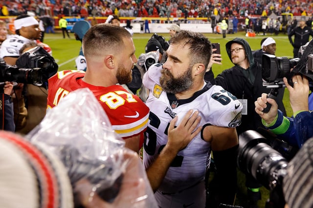 Jason (right) and Travis (left) met in Super Bowl LVII in 2023.